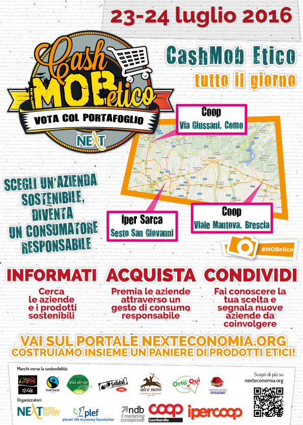 Locandina Cash Mob Etico Coop Lombardia